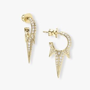 Melinda Maria Baby Gabriella Pavé Triple Spike Earrings Gold New ✨️ FIRM